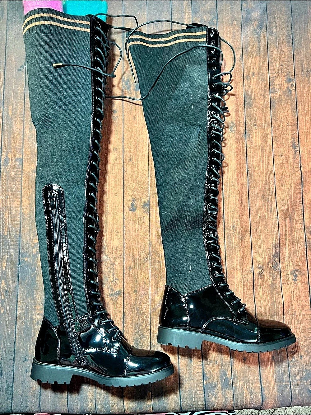 Azalea Wang Flavor Over-the-Knee Boots in Black US 7.5 NWT